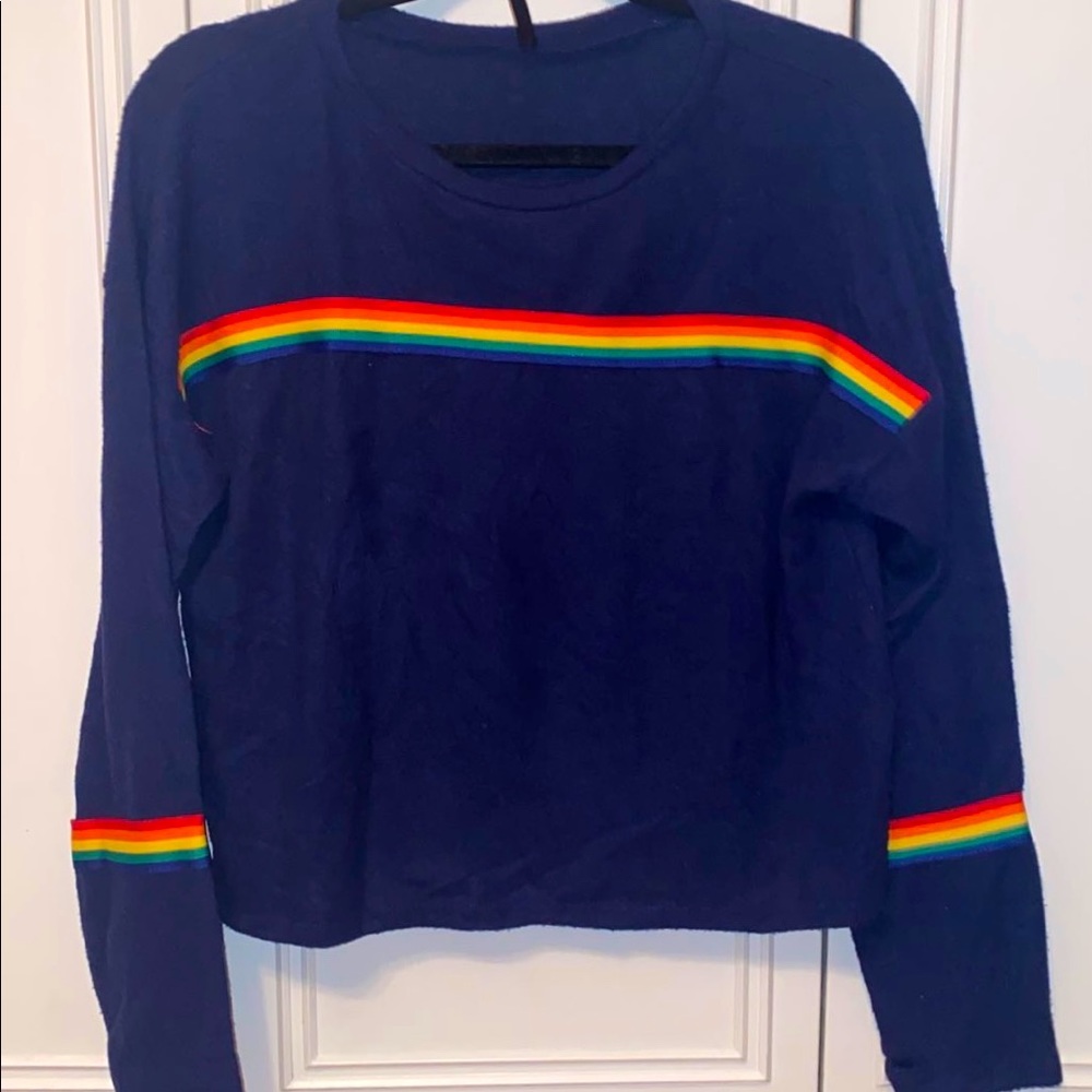 NWOT Revelation Rainbow Stripe Long Sleeve Shirt Size L